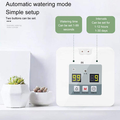 TopHomer Automatic Irrigation System Indoor Plants Automatic Watering System LCD Display Auto Water Timer Supported 10-15 Pots for Pot Plants, Hanging Basket, Flower Beds