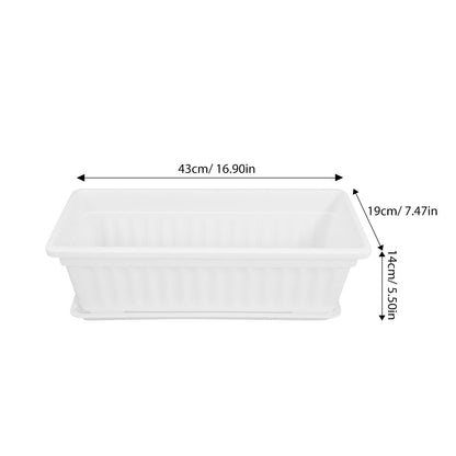 Healvian Rectangular Plastic Planter Pot 2 Pack with Drainage Saucers 5.5X7.4X5.5 Inches Indoor Outdoor Garden Vegetable Succulent Flower Box