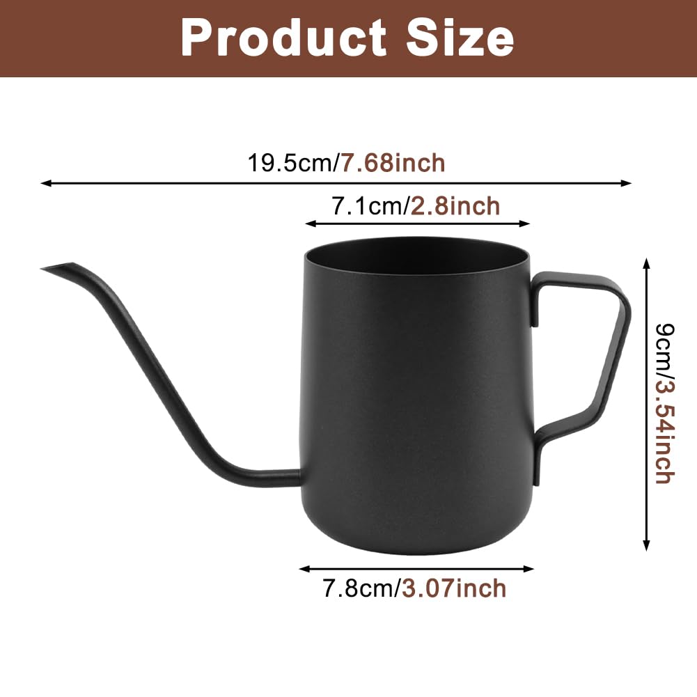 Watering Can for Indoor Plants, 12 oz / 350 ml Mini Plant Waterer, Stainless Steel Watering Can with Long Spout for House Plants, Succulents and Garden Decorative, Gentle Flow & No Spills