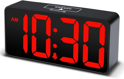 DreamSky Small Digital Alarm Clock for Bedroom with Large Big Numbers | Electric Bedside Desk Clock with USB Charging Port, Brightness Dimmer, Adjustable Alarm Volume, USB-C Adapter Powered