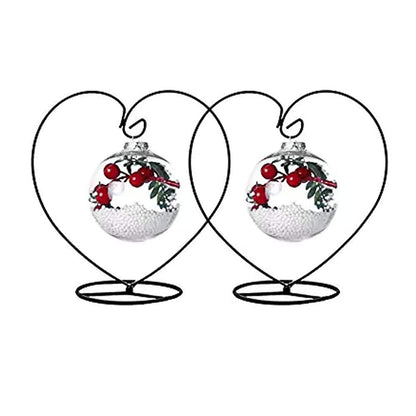 Archi Ornament Display Stand Iron Stand for Hanging Glass (Black 2Pcs Heart)