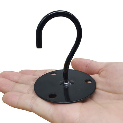 TIHOOD 2PCS Wall Mount Ceiling Hooks, Metal Plant Bracket Iron Wall Mount Lanterns Hangers for Hanging Bird Feeders, Lanterns, Wind Chimes, Planters, Outdoor Decoration Hooks (Black(with chain))
