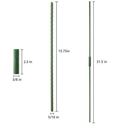 Frcctre 50 Pack 16 Inches Garden Stakes with 25 Connectors, Connectable Plant Support Stakes Plastic Coated Metal Tomato Sticks Plant Climbing Support for Tomatoes, Cucumber, Beans, Potted Plants
