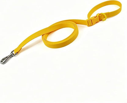 Ovale Waterproof PVC Dog Collar&Leash Set,Leash with Buckle.((M, Yellow) | Durable PVC Material Easy to Clean, Multi Ways to Wear Hand/Waist/Shoulder