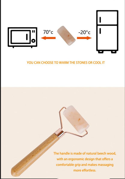 Windfulogo Himalayan Salt Facial Massage Roller Hot & Cold Massage Stones Set Heated Warmer Stone for Spa