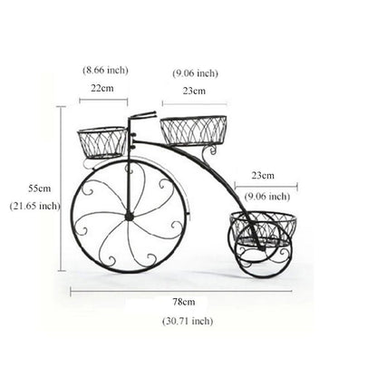 Wrought Iron Bicycle Home Garden Decor Iron Plant StandPlant Flower Pot Stand Flower Stand 3 Tiered Small Bicycle Display Rack Stand Holds for Garden Patio White