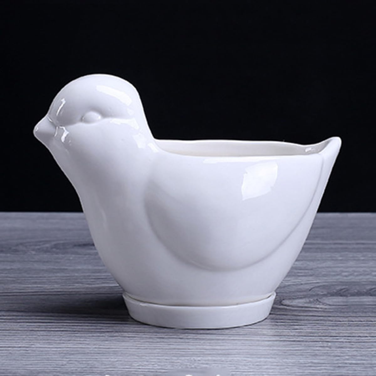 Parliky Ceramic Bird Shape Flower Pot Saucer Small White Succulent Plant Container Indoor Desktop Decor for Home Office Gardening