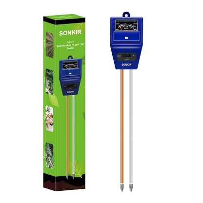 Sonkir Soil pH Meter, MS06 3-in-1 Soil Moisture/Light/pH Tester Gardening Tool Kits for Plant Care, Great for Garden, Lawn, Farm, Indoor & Outdoor Use (Blue)