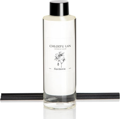 Gardenia Reéd Diffuser Refill 200ml/6.76 fl oz, Natural Essential Scented Oil, Best for Aromatherapy, SPA and Home, 0% Alcohol, A Fresh Clean Scent, Free Set of Diffuser Sticks