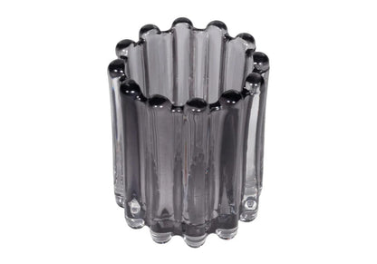 Smoke Remi Reeded Votive — by Alice Lane Home Collection — Sophisticated Smoke Color — Classic Votive, Adorned with Distinctive Bubble Design — for Kitchen, Living Room and Special Occasions