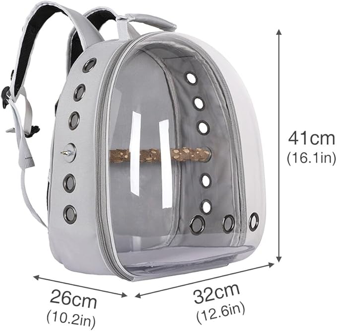 Surakey Parrot Backpack with Wooden Perch Standing Bird Carrier Cage, Carrier Shoulders Bag for Pet Birds Magpies Outing Travel (Pink)