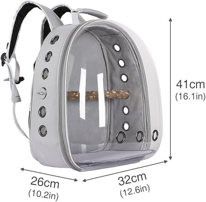 Surakey Bird Carrier Cage, Parrot Travel Backpack with Wooden Perch Standing Carrier Shoulders Bag for Pet Birds Outing Travel (Yellow)