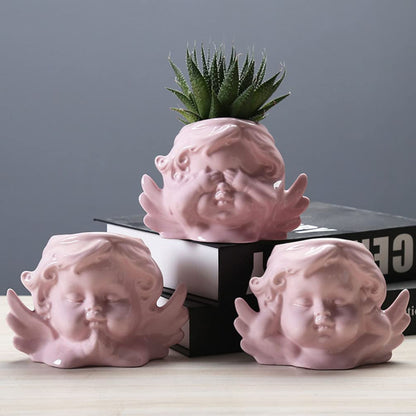 Vaguelly Ceramic Succulent Holder Pink Desktop Planter with Drainage Elegant Flowerpot for Cactus African Violets Home Office Decor Stylish Minimalist Design for Tabletop Display