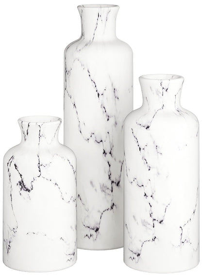 Creative Scents White Marble Look Vases Home Decor - Vase Set of 3 - Perfect for Holding Pampas Grass, Dried/Fresh Flowers, Vases for Your Kitchen, Bedroom, Office, Living/Dining Room, or Shelf Decor