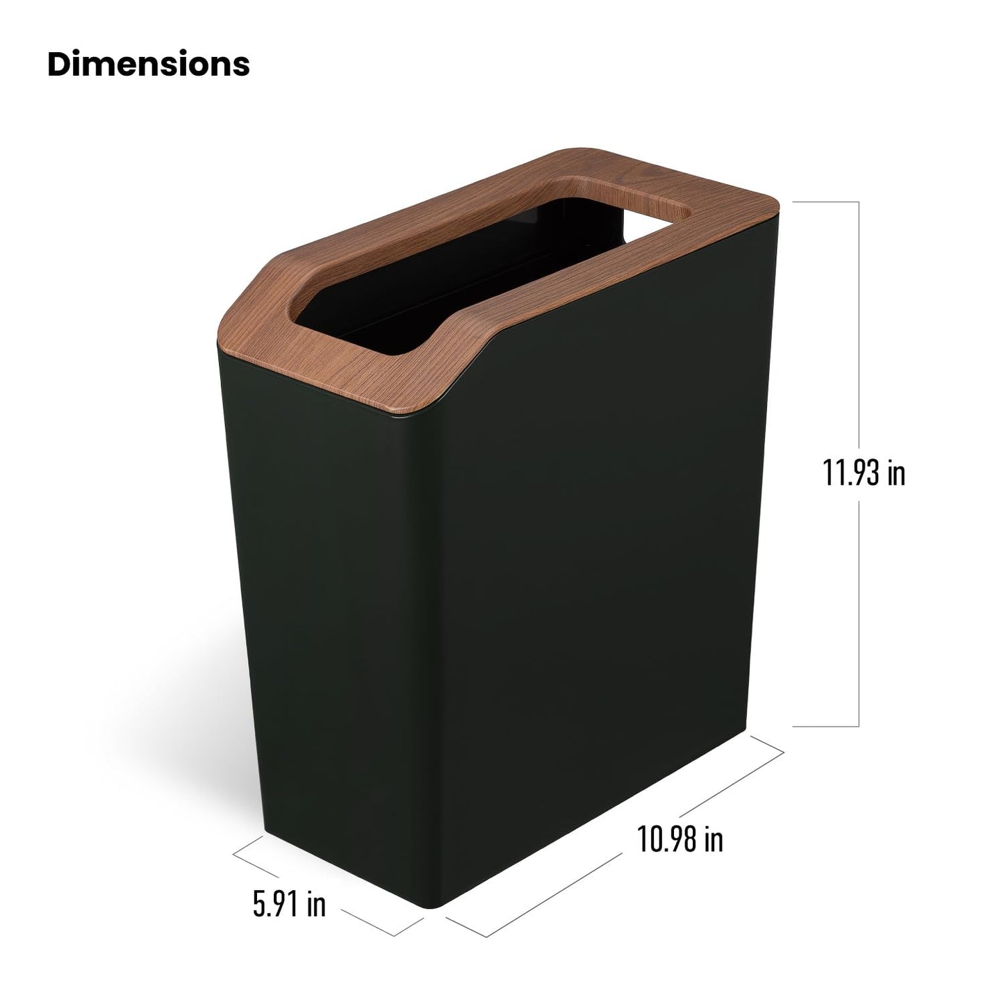 Home Zone Living 2-Pack 2-Gallon Small Trash Can, Slim Rectangular Wastebasket with Open Top, Virtuoso Collection