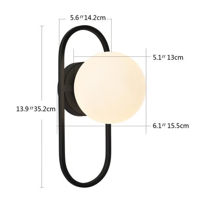 SeeU Vintage Black Wall Sconces Set of Two Globe Wall Lamp with Milky Glass Shades Modern Wall Light Fixtures for Living Room, Bedroom, Stairs, Hallway