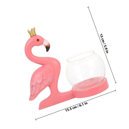 DECORNIJIA Flamingo Hydroponic Plants Vase Glass Desktop Plant Terrarium Flower Container for Home Décor Table Centerpiece