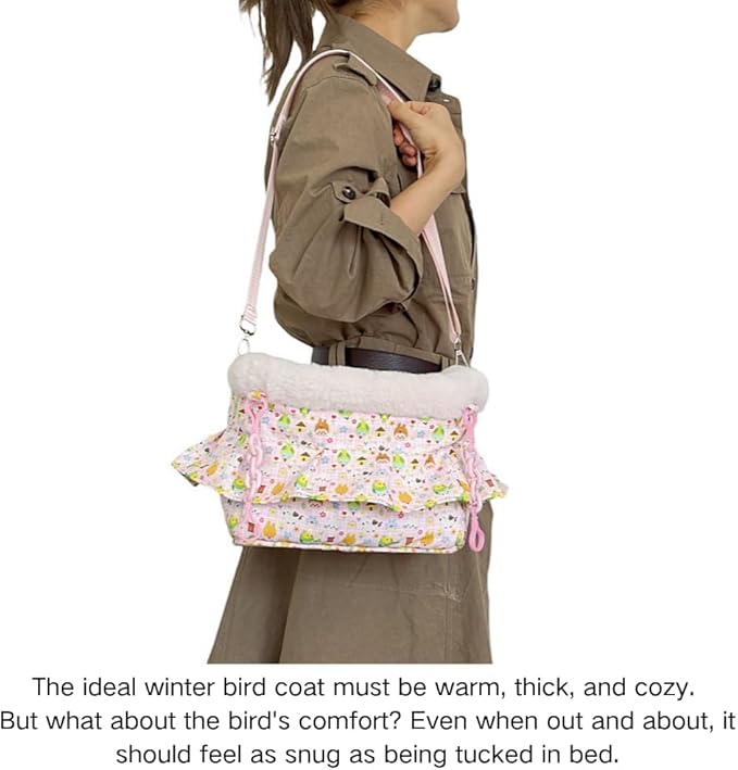 2 in 1 Warm Bird Carrier Bag, Bird Hammock Bed for Cage, Winter Travel Bag, Portable Parrot Outing Bag for Lovebird, Budgie, Conure, Quaker, Small Medium Birds (Blue,Large)
