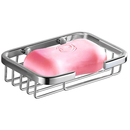 ThinkTop Wall Mounted Soap Dish for Shower Solid Brass Chrome Finished Soap Basket Bathroom & Kitchen, Self Draining Bar Soap Holder, Silver