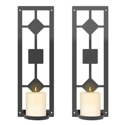 OYEFLY DIY 2 Pcs Wall Sconce Candle Holder,Metal Wall Art (Black)