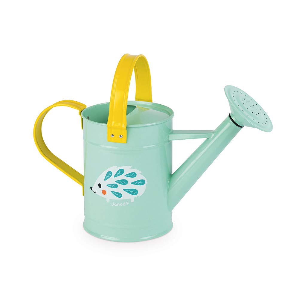 Janod - Happy Garden Watering Can Hedgehog - Perfect for Young Gardeners - Durable Metal Construction - Encourages Outdoor Play - Child-Friendly Design, Compact and Lightweight.