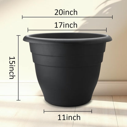 RooTrimmer 3 Pack 20 Inch Large Plant Pots for Outdoor,Heavy Duty Extra Large Deep Garden Planter with Drainage Holes,Sturdy Textured Black Flower Pot for Trees,Shrubs,Patio,Lawn
