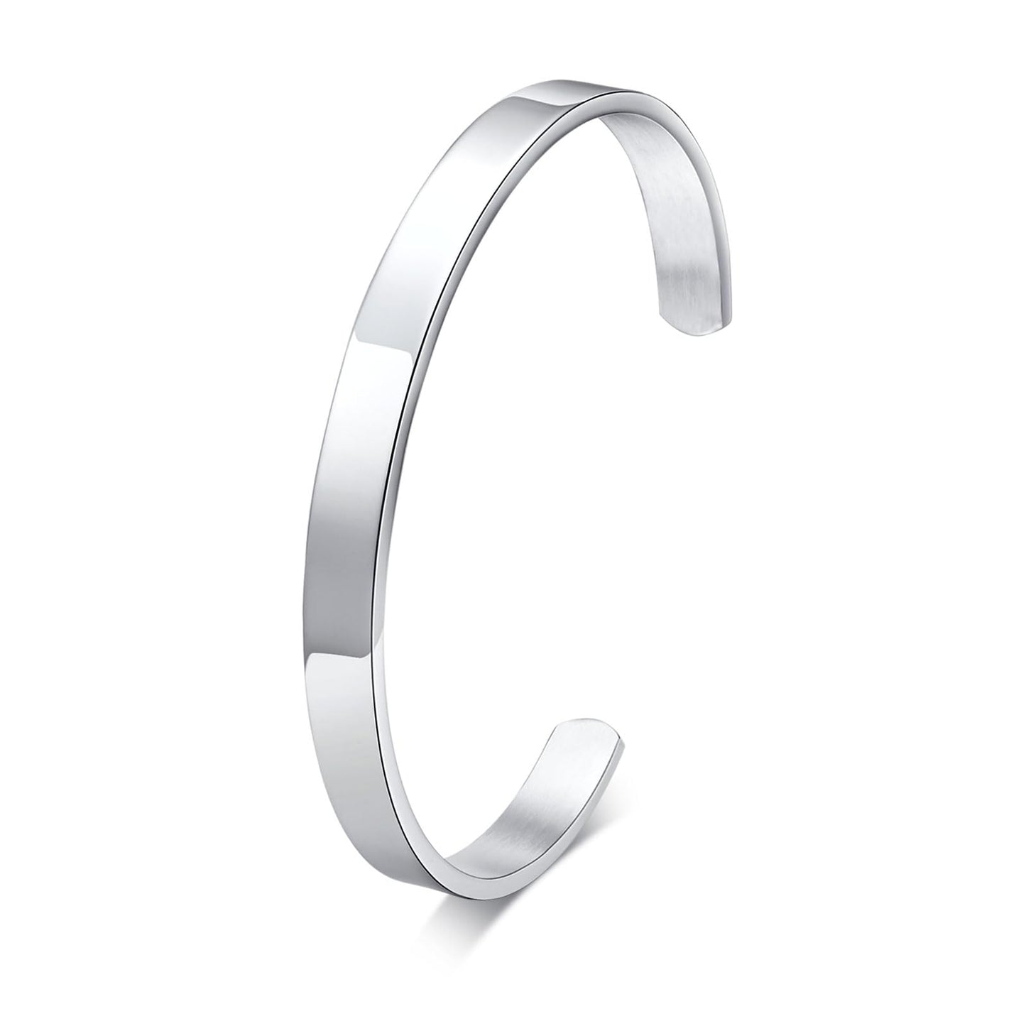 MEALGUET Stainless Steel Mens Cuff Bracelet : Minimal Cool Silver Open Metal Cuff Bangle Bracelets for Men,65mm,Mens Bracelet Jewelry