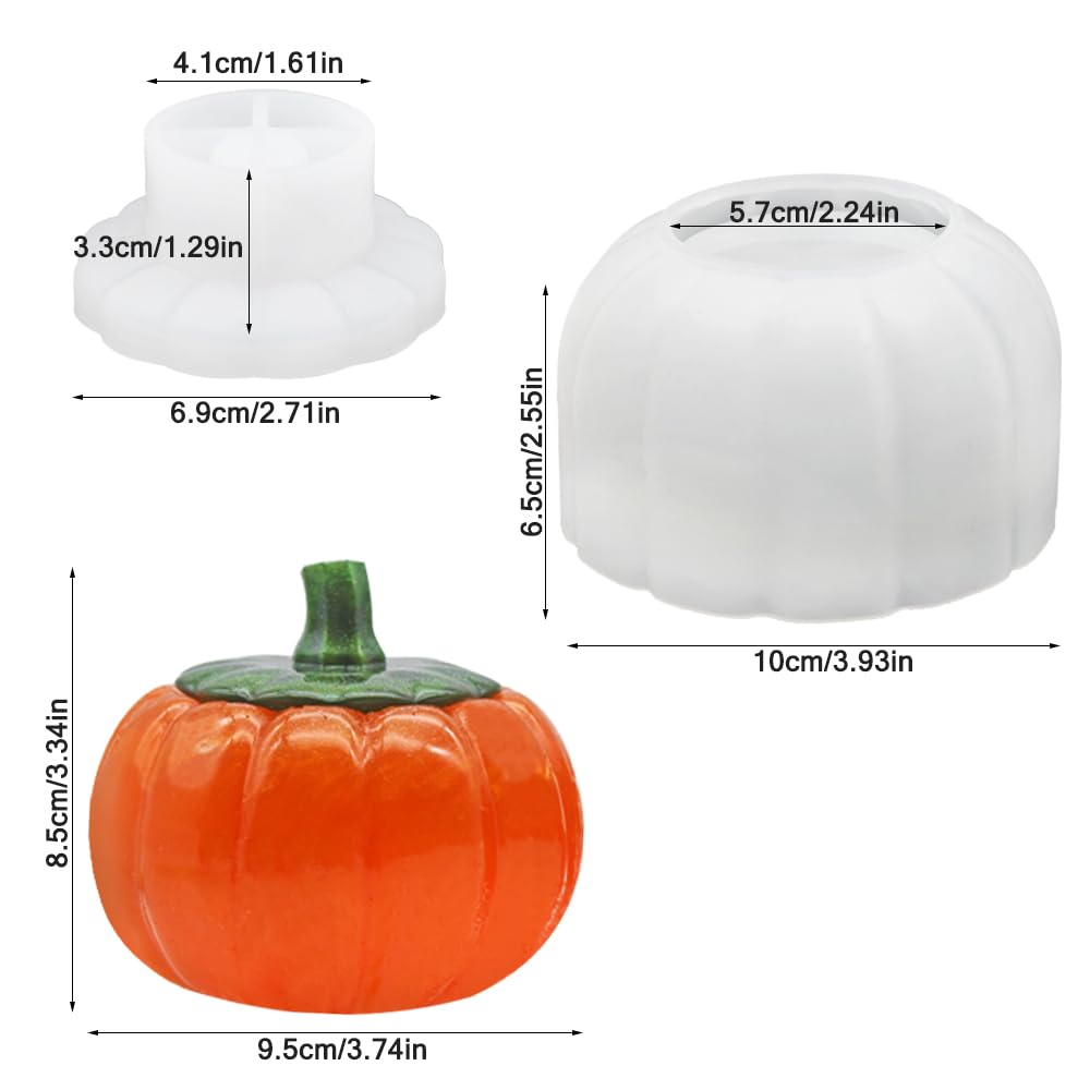 lyfLux 2 PCS Halloween Pumpkin Jar Silicone Mold with Lid – Epoxy Resin Mold for Candy Boxes, Jewelry Storage, Candle Holders – DIY Craft Supplies for Halloween & Thanksgiving Decorations