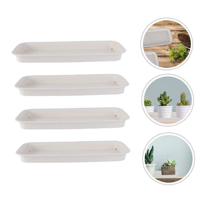 BESPORTBLE Planter Tray: 4pcs Plastic Plant Saucer, Rectangular Planter Pot Saucers, Plant Trays Rectangle Square Pans