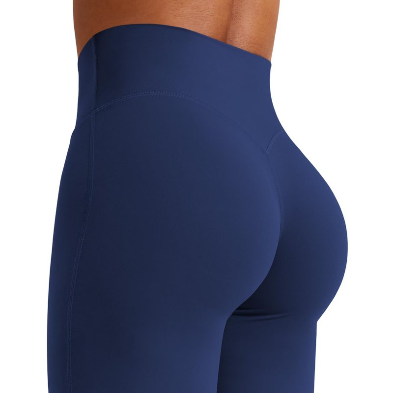 YEOREO Workout Leggings Womens No Front Seam Straight Leggings 31.5" Thin Fleece High Waist Buttery Eddiy Gym Yoga Pants Navy Blue M