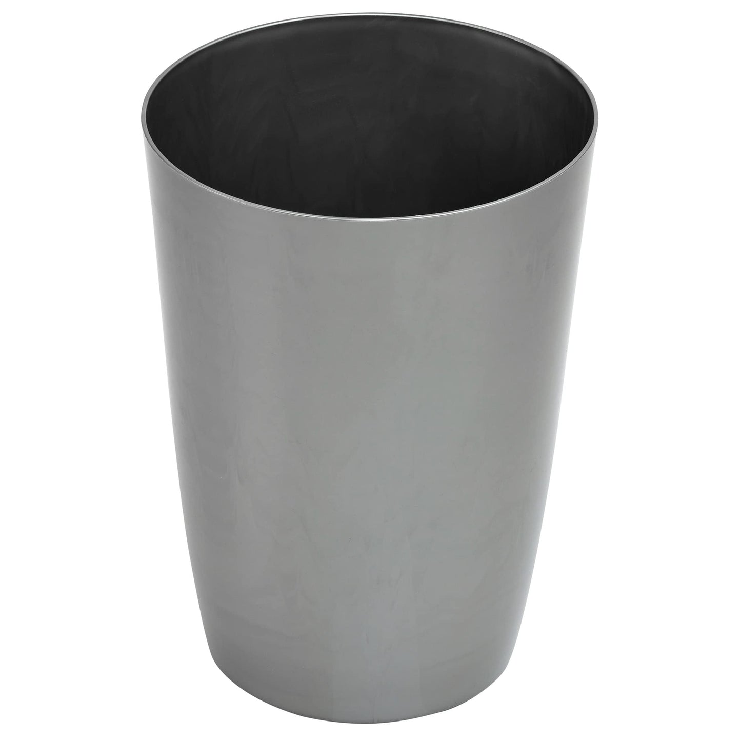 Mini Waste Basket - Durable Small Plastic Garbage Trash Can Bin - Lidless Open-Top, Slim Profile for Compact Spaces - Suitable for Home, Bathroom, Office, Bedroom, Kitchen and More, Silver Brushed