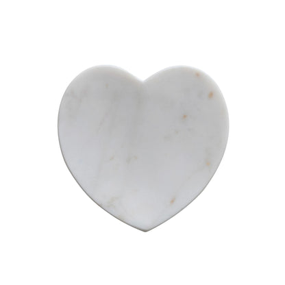 Creative Co-Op Marble Heart Shaped Dish, White