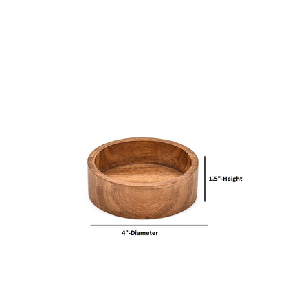 BHAVATU Bowl Set Acacia Wooden Condiment Bowls for Dips, Olives, Spices & Entertaining (Set of 4) (4" X 4" X 1.5")