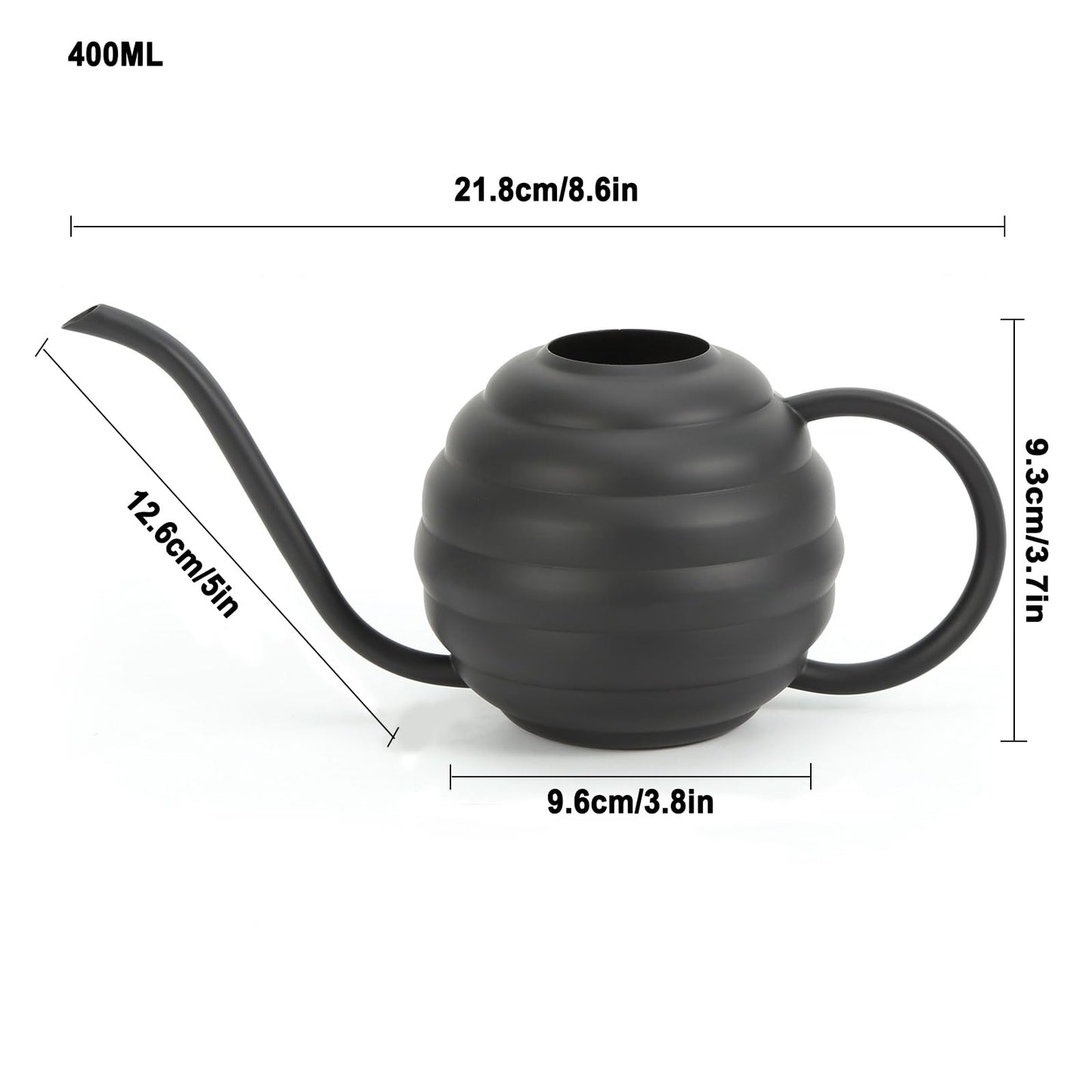 Lianshi Plant Watering Bottle, 400ml/14oz, Retro Style Watering Can, Matte, Frosted (Black)