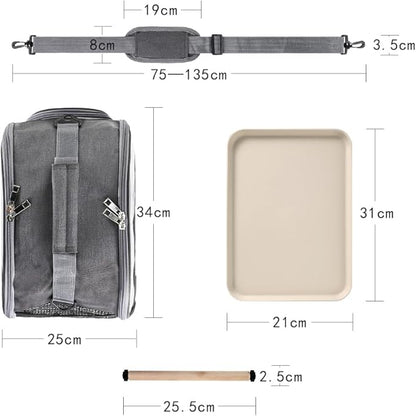 Small Bird Travel Carrier Cage Portable Bird Parrot Parakeet Cockatiel Travel Carrier Bag Lightweight Birds Backpack with Standing Perch and Stainless Tray for Vet Visit Side Access Window
