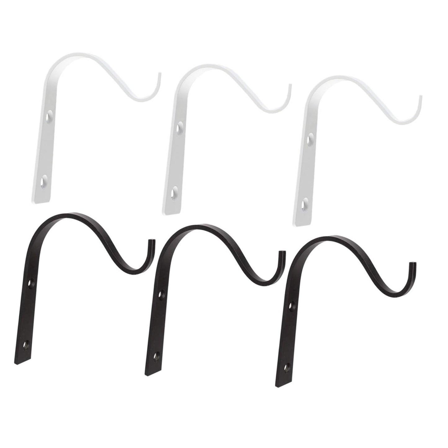 PHENOFICE 6pcs Wall-Mounted Wrought Iron Flower Basket Hooks for Outdoor Plant Hanging Heavy Duty Bracket Holders for Bird Feeders and Flower Pots