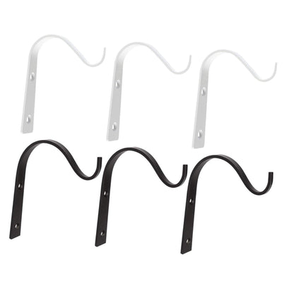 PHENOFICE 6pcs Wall-Mounted Wrought Iron Flower Basket Hooks for Outdoor Plant Hanging Heavy Duty Bracket Holders for Bird Feeders and Flower Pots