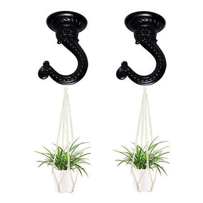 GDQLCNXB 6 Sets 55mm/2.17" Ceiling Metal Ceiling Hooks, Heavy Duty Swag Hooks with Hardware for Hanging Plants/Chandeliers/Wind Chimes/Ornament (Black Color)