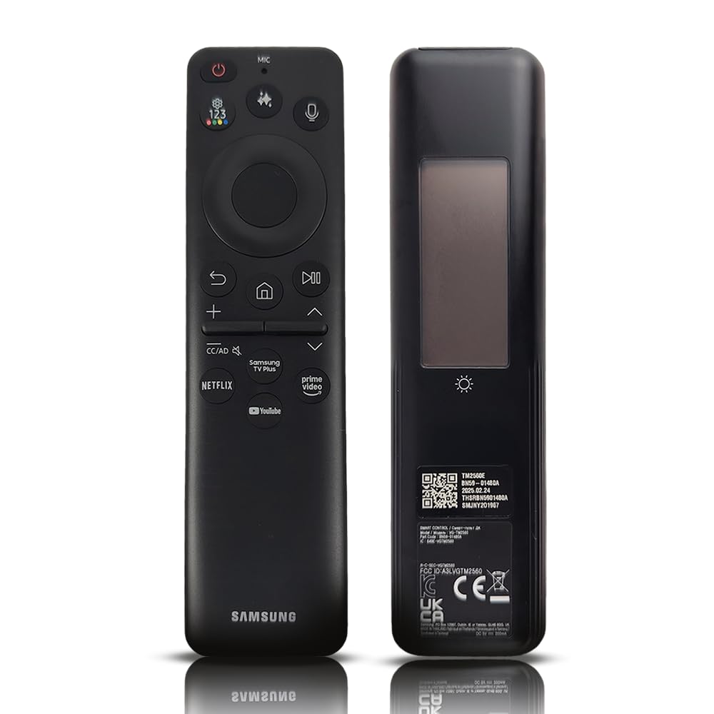 Ceybo Original Solar Voice Remote Control Replacement with YouTube Netflix Shortcut for Samsung Smart TVs, Compatible with Neo QLED 8K, QLED (BN59-01480A)