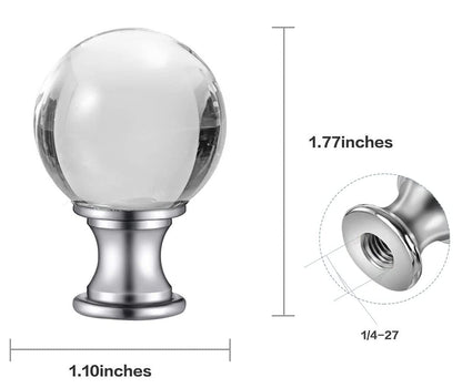 Akahttbn 2 Pack Lamp Finials Glass Crystal Ball, Lamp Finials Decorative for Table Lamps, Floor Lamps, Lamp knob Replacement