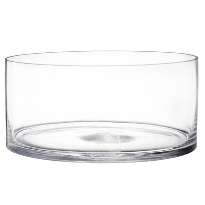 YOUEON Wide Glass Cylinder Vase, 4" Tall x 8" Wide Flower Glass Vase, Cylinder Terrarium Bowl, Decorative Centerpiece for Weddings Events, Pillar Candle, Flower Arrangement, Clear