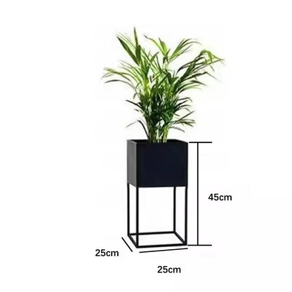 Sions Metal Iron Raised Planter Box with Legs, Rectangular Black Heavy Duty Divided Plant Planter, Modern Commercial Home Suitable for Patio, Deck, Garden,25cm×25cm×45cm