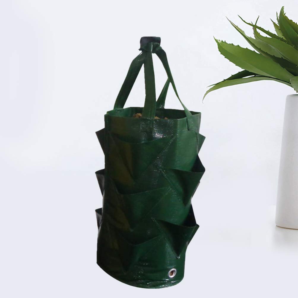 Hemoton 3 Gallons Planting Grow Bag, Hanging Strawberry Bags, Plastic Strawberry Planter Bags, Perfect for Growing Strawberry,Tomato,Pepper,Cucumber,Herbs,Lettuce,Greens,Flowers and More! (Green)