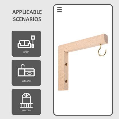 NUOBESTY 2pcs Wooden Wall Hooks for Hanging Plant Brackets Outdoor, Wall Mounted Plant Hangers for Bird Feeders, Wind Chimes, and Hanging Baskets in Garden