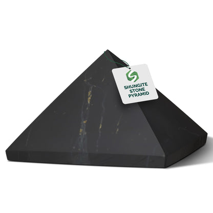 Shungite World Authentic Shungite Pyramid Unpolished 40 mm / 1.57" Chakra Energy Natural Healing Crystal Real Black Pyramid Home Office Protection Desk Decor Meditation Reiki Grounding Stone