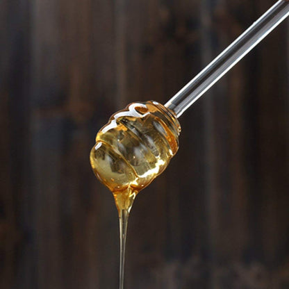 Mkouo Honey Jar with Honey Spoon for Serving Honey and Syrup, 9 Ounce/255 ml