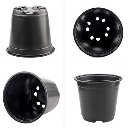 KINGLAKE 100 Pcs 6" Plastic Plants Nursery Pots Seedlings Flower Plant Container Seed Starting Pots Black