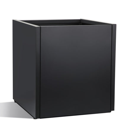 RimCereal 1 Pcs Extra Large Black Square Planter Box Outdoor 17" L x 17" W x 18" H Heavy Galvanized Steel Planters with Drainage Holes Divider for Patio Porch Tall Plants