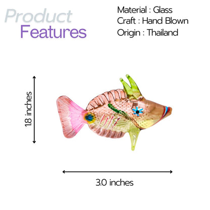 ZOOCRAFT Hand-Blown Glass Fish Figurine for Fish Lovers, Artisan Lampwork Sculpture — Coastal & Ocean Decor Gift for Marine Enthusiasts & Beach Home Collectors