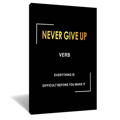 Motivational Canvas Wall Art Inspirational Never Give Up Motto Picture Poster Artwork Inspiring Success Quotes Painting Print for Gym Bedroom Living Room Wall Decoration Ready to Hang [12''Wx 18''H]